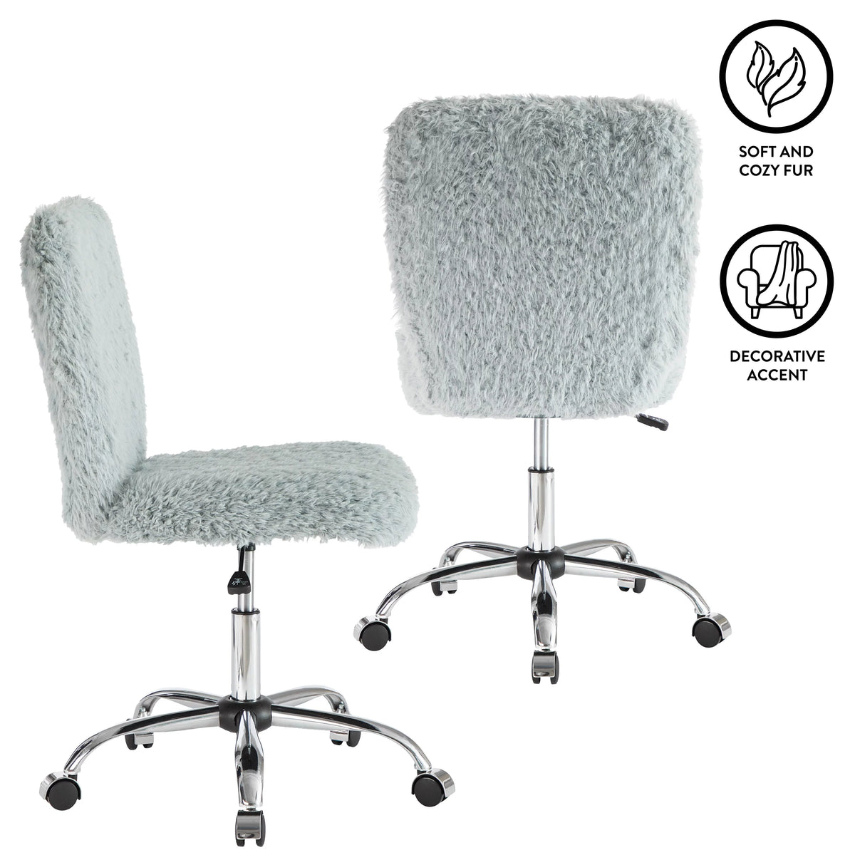 Gray Faux Fur Swivel Office Chair E291