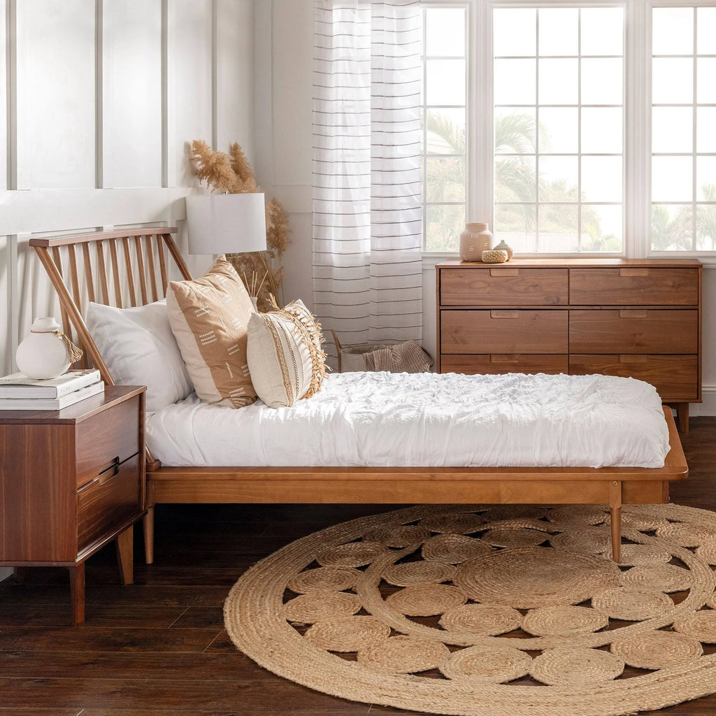 Solid Pine Wood Spindle Bed - Light Oak - Queen S9713