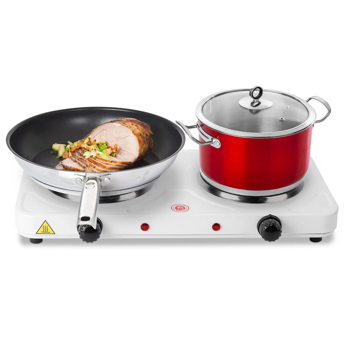 Electric Double Burner Portable Cooktop Countertop Dual Flat Burner Hot Plate Kitchen Cooker Stove with 5 Gear Temperature Control M5444