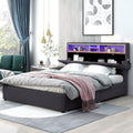 Queen Size Upholstered Platform Bed with Storage Headboard and 2 Drawers W86261