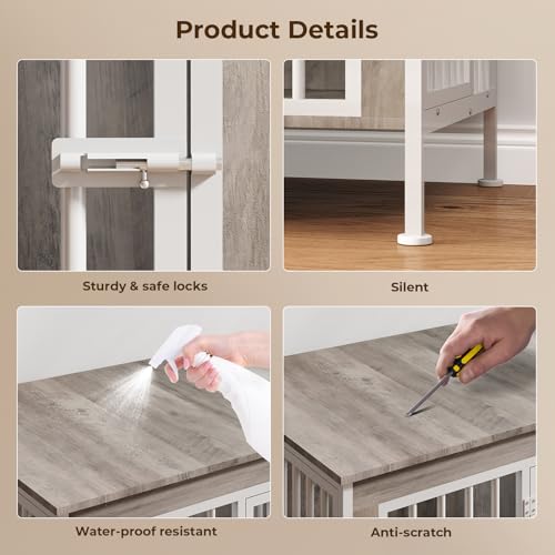 78 Inch Extra Large Double Dog Kennel Furniture with Removable Divider O627074