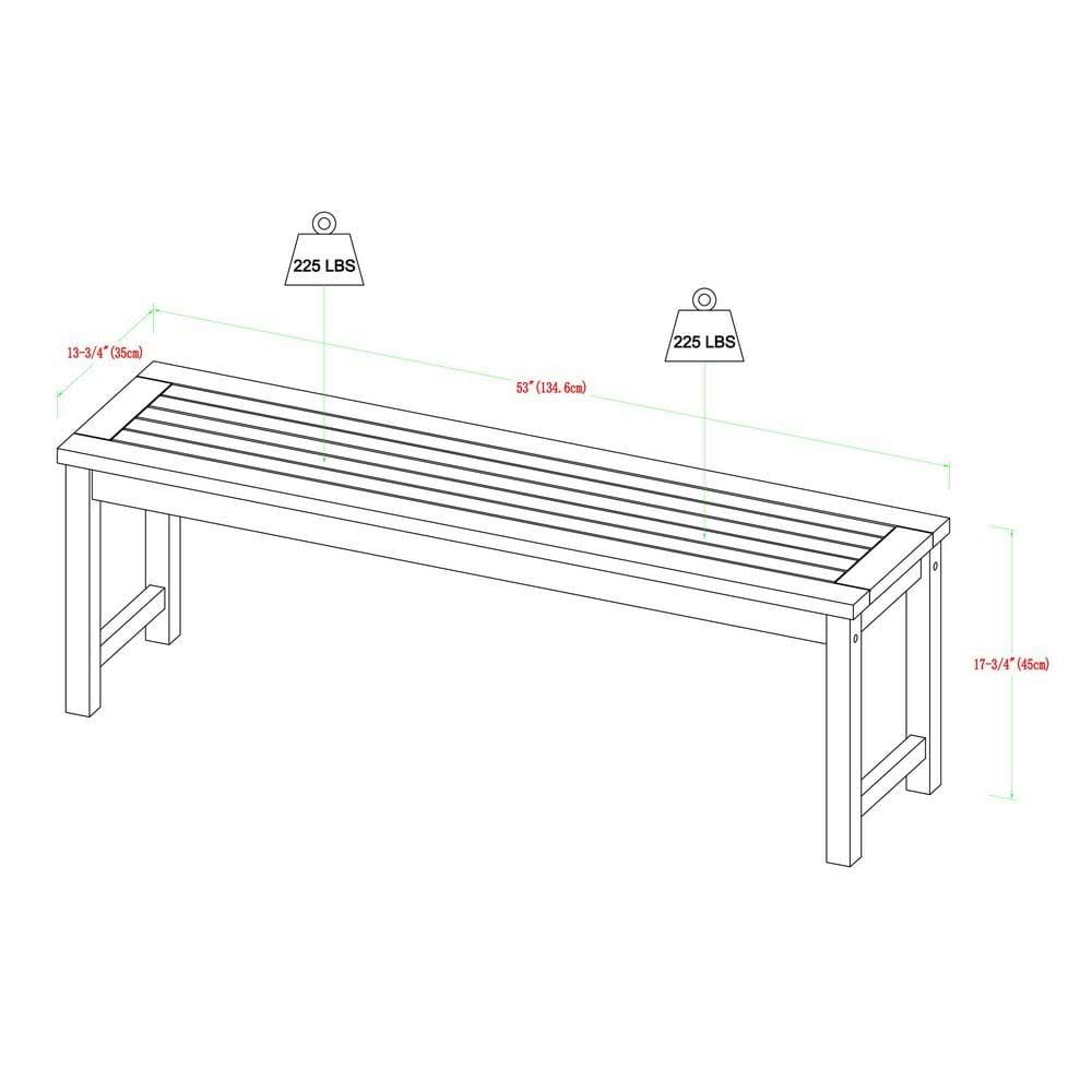 Gray Wash Solid Acacia Wood Patio Dining Bench B9630