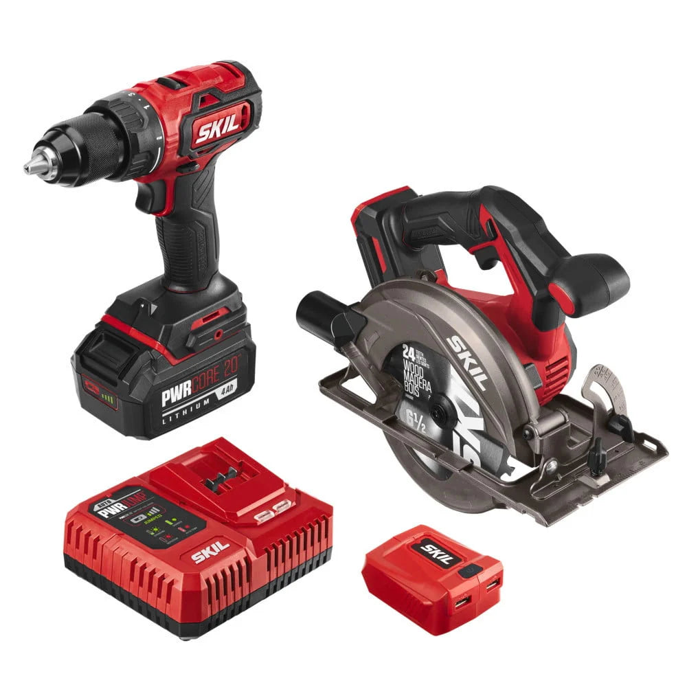 Brushless 20V Cordless Drill Driver and Circular Saw Kit Set with 4.0Ah Battery N8005