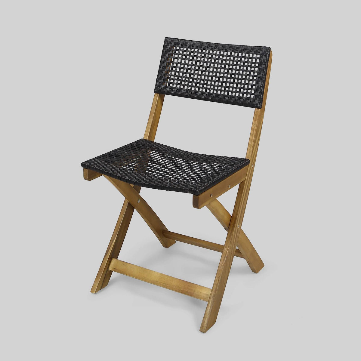 2pk Acacia Wood Foldable Patio Bistro Chairs Teak Q149