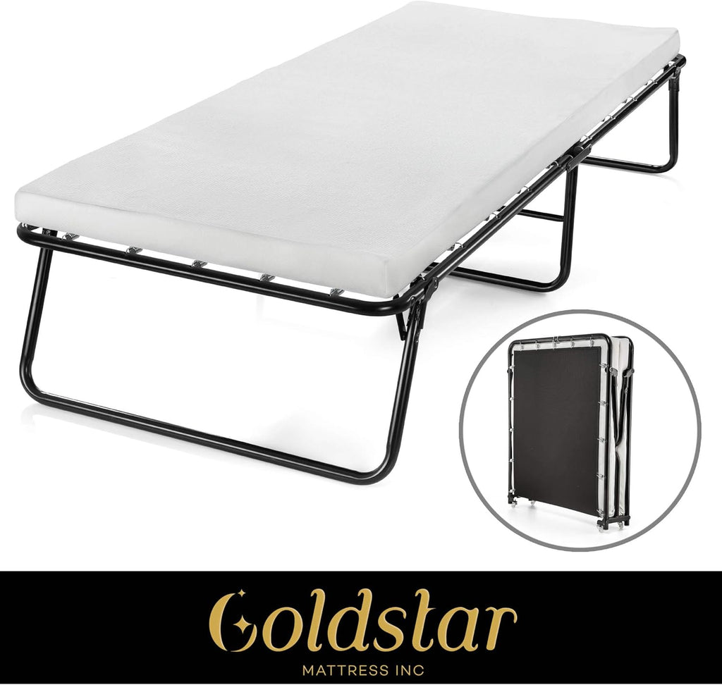 Rollaway Folding Guest Bed with 3-Inch Memory Foam Mattress Y9980