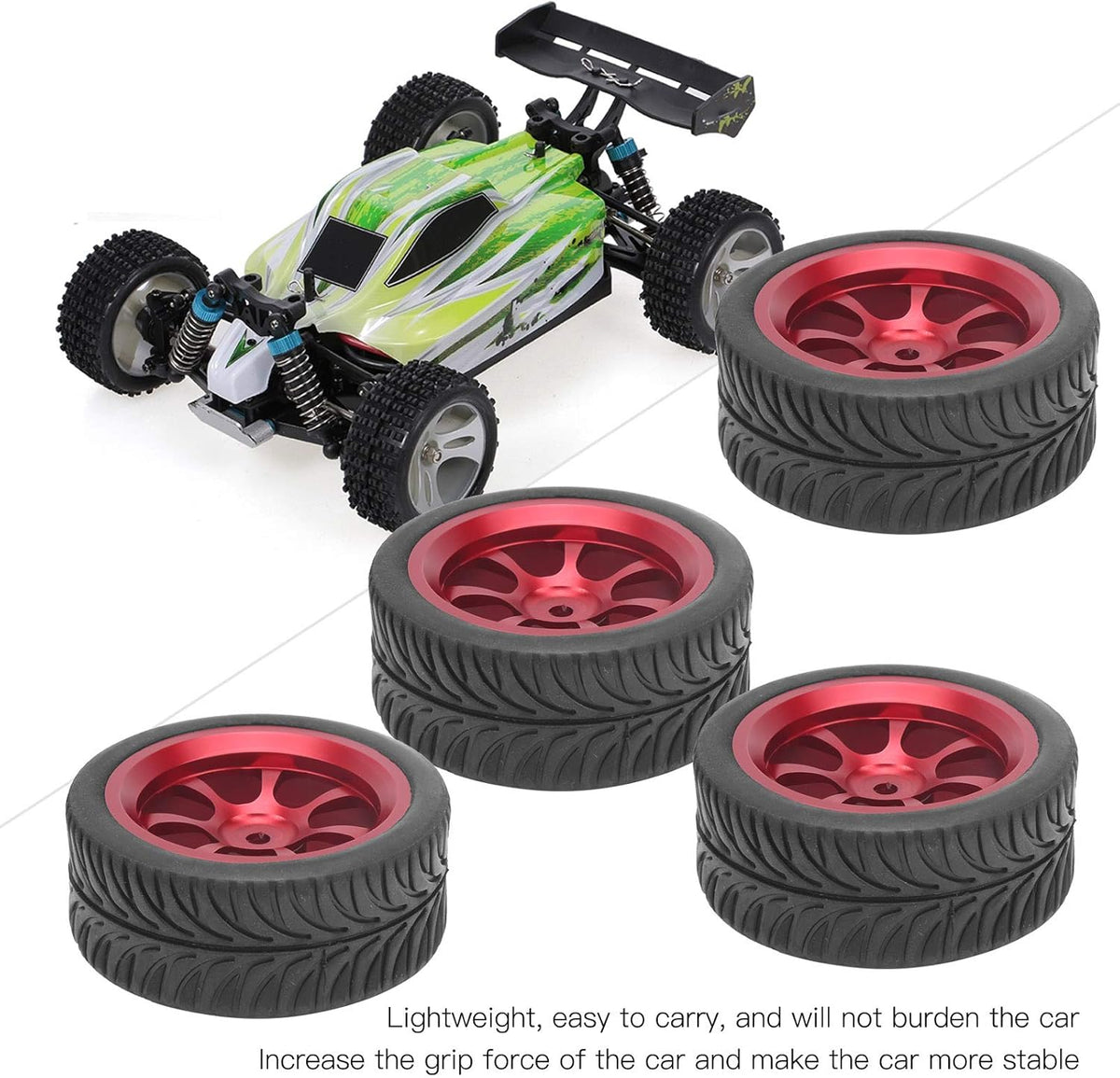 4Pcs Metal Wheel Rims Tires with Adapter for RC Car I1504