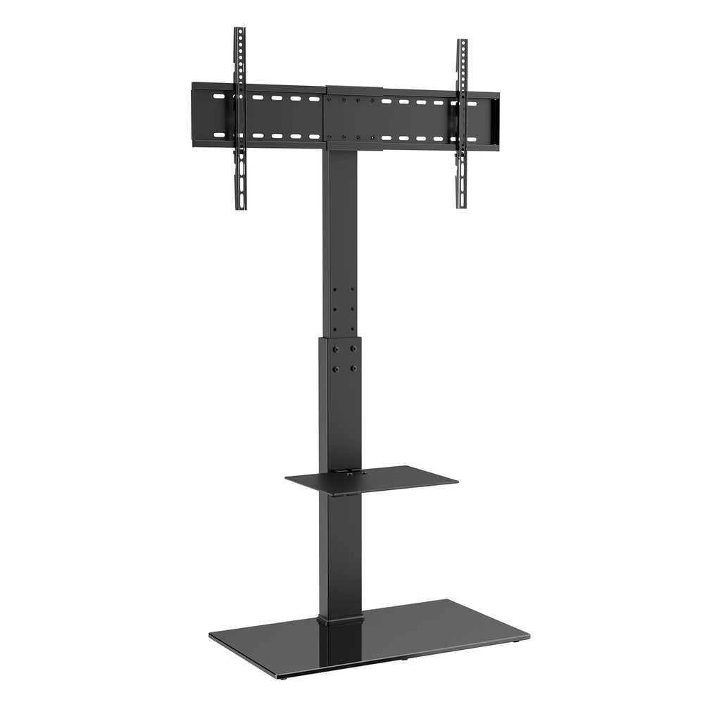 Modern Swivel Floor TV Stand for 32"-85" TVs Adjustable Height Glass K7150
