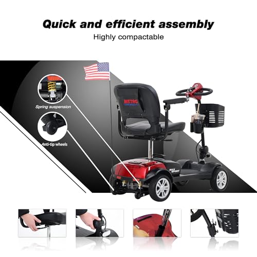 Red Foldable Electric Mobility Scooter with Basket E449