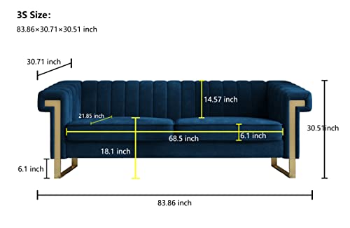 Blue Velvet 3 Seat Couch Sofa O440