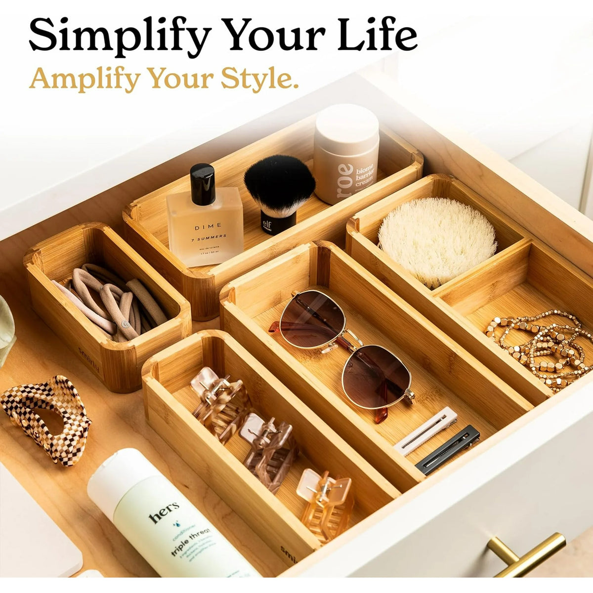 3-Piece Bamboo Kitchen Drawer Organizer Set N385