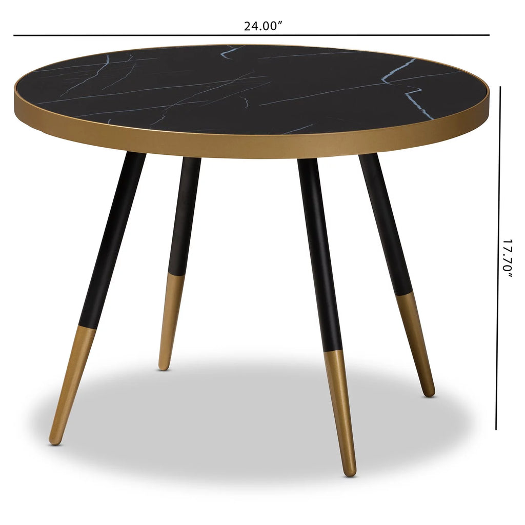 Round Marble Print Metal Coffee Table R93670