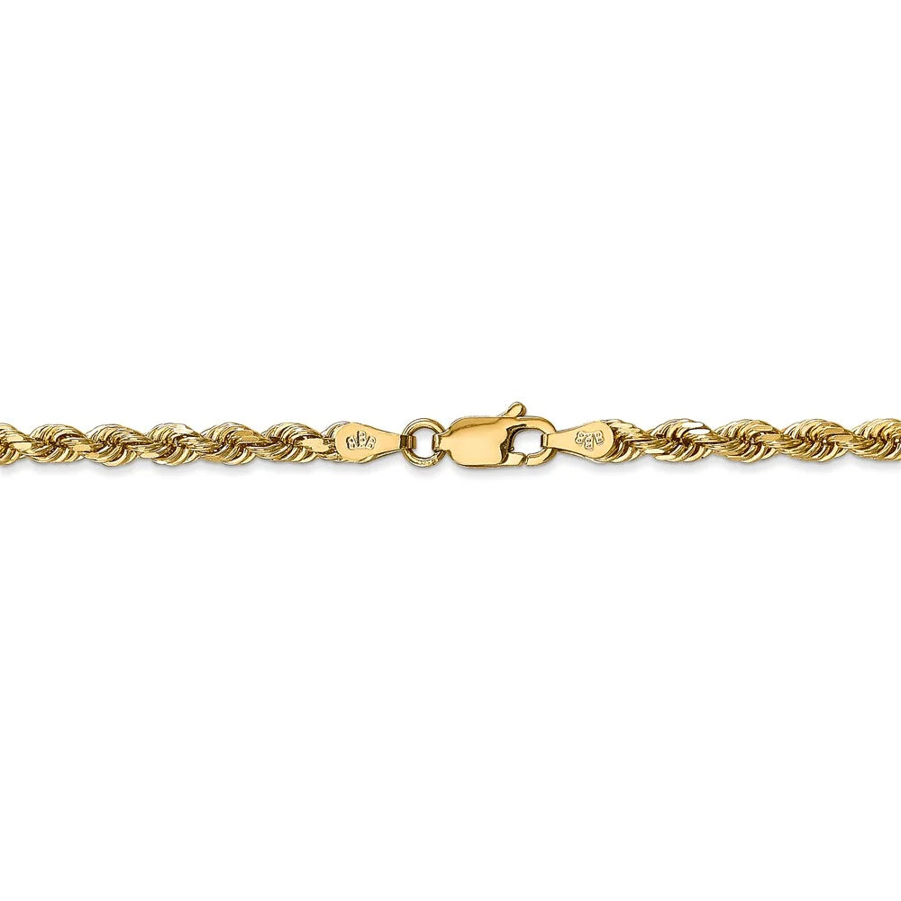 14kt Yellow Gold Diamond Cut Rope Chain 24 inch Lobster Clasp X198324