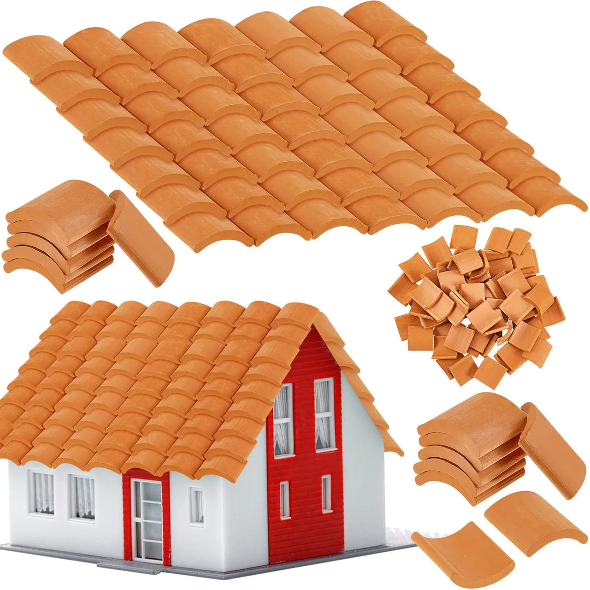 Red Miniature Roof Tiles Model Set M715167