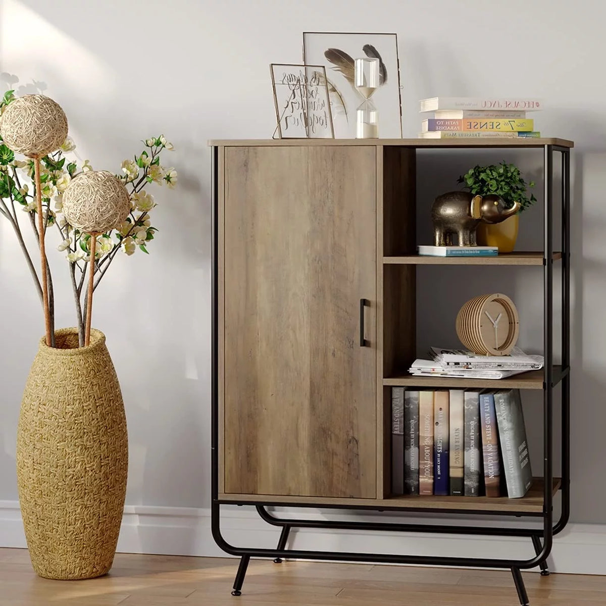 Metal Framed Bookcase with 3 Open Shelves Z220642