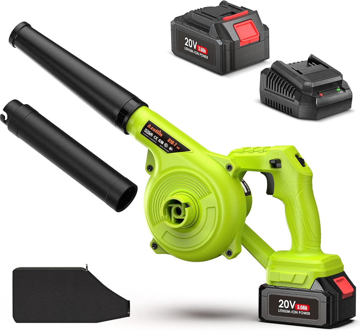 20V Cordless 2-Speed Leaf Blower with 3.0Ah Battery and Charger S337177