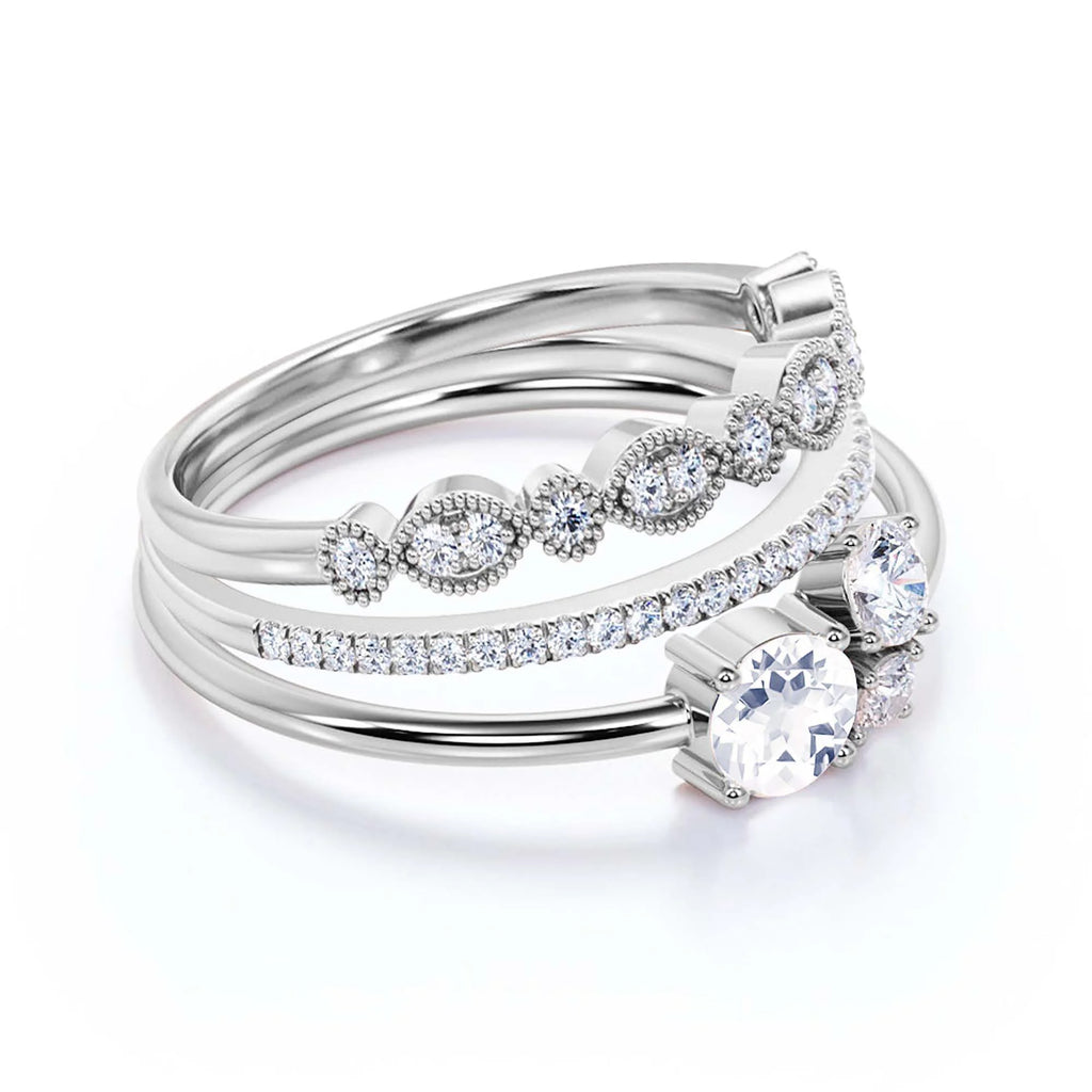 1.55 Carat Round Cut Diamond Moissanite Engagement Ring in 925 Sterling Silver With 18k White Gold Plating N462394