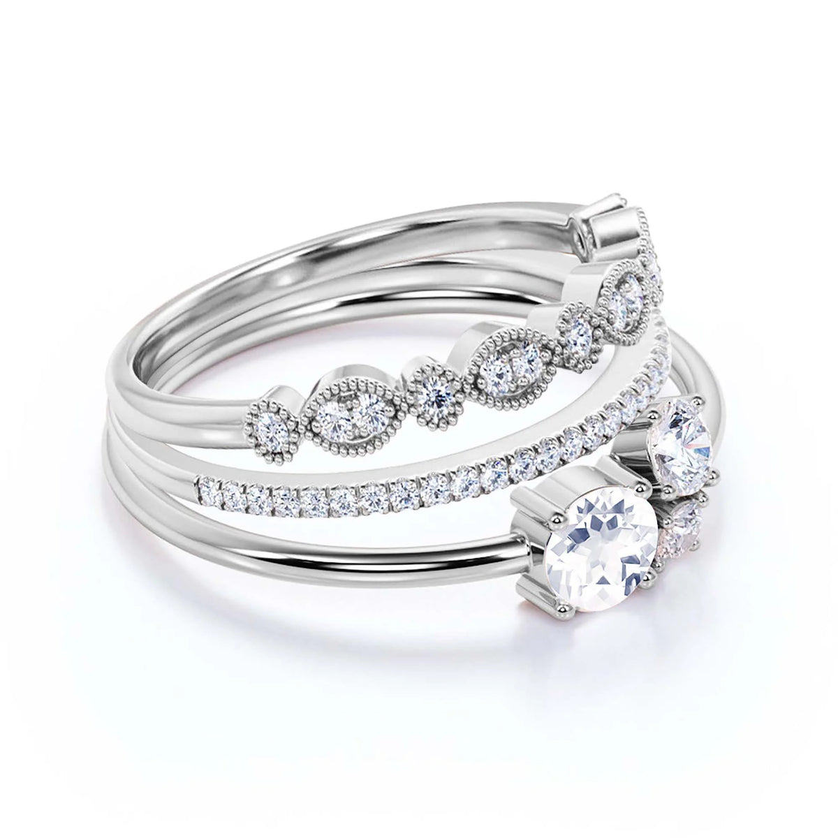1.55 Carat Round Cut Diamond Moissanite Engagement Ring in 925 Sterling Silver With 18k White Gold Plating N462394