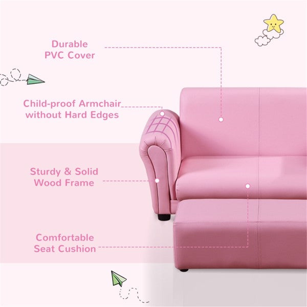 Pink Children's Feet Sofa Set with Wood Frame V722