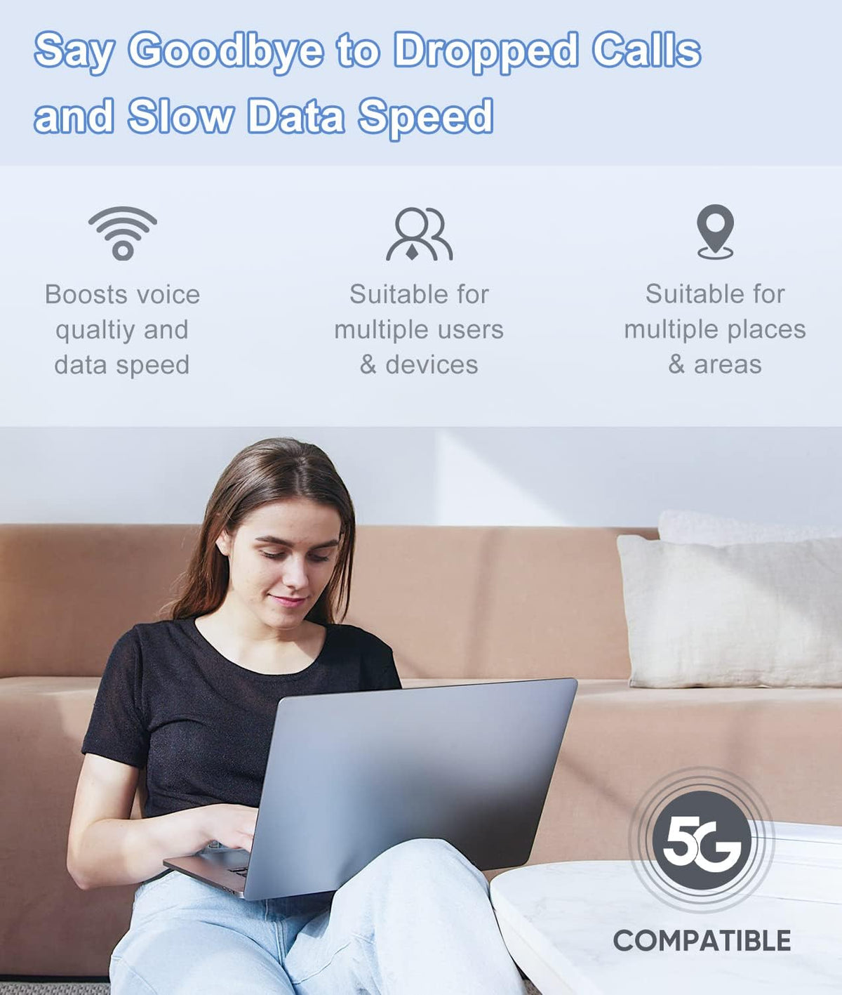 Cell Phone Signal Booster, 5 Band, 3G 4G LTE A637758