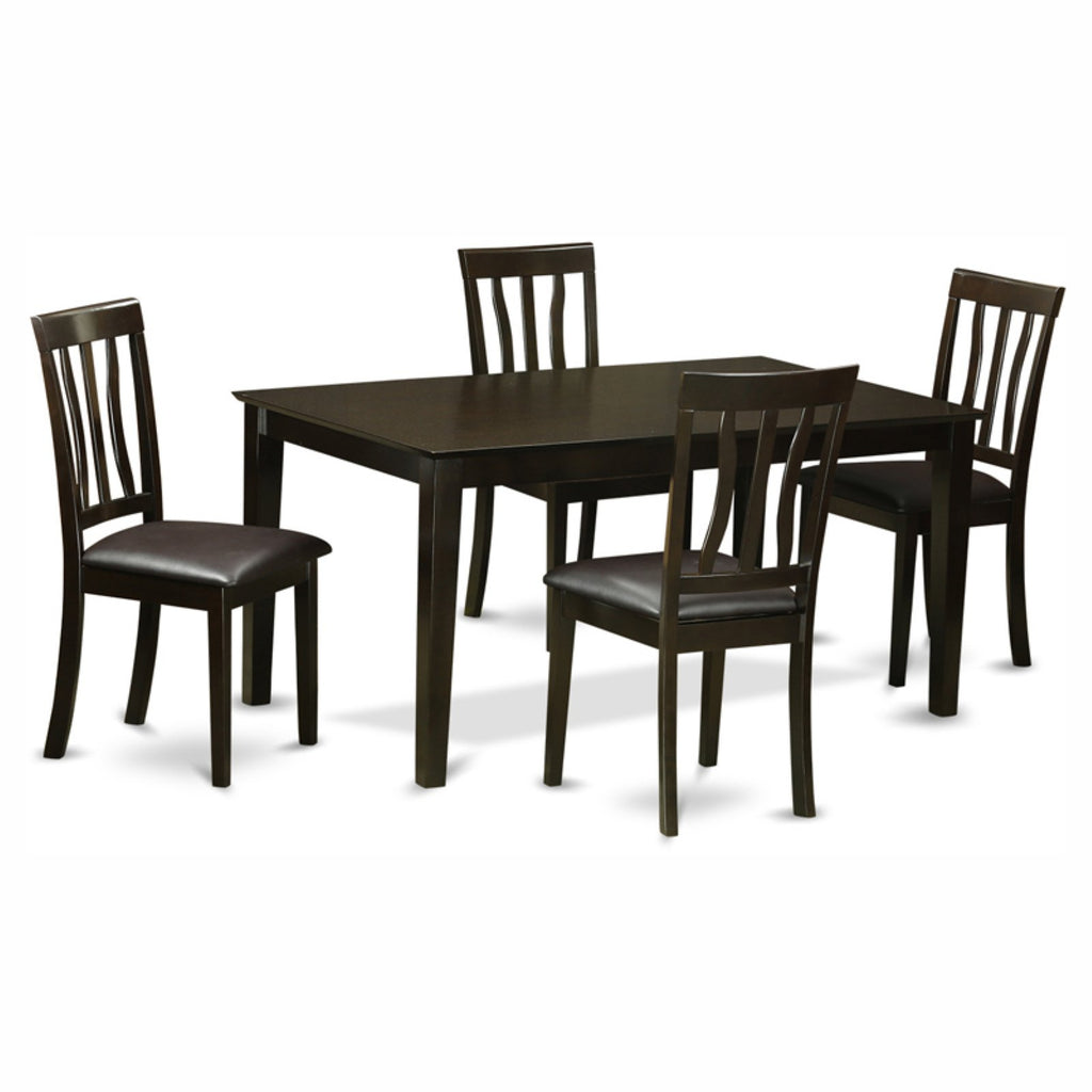 5 Piece Rectangular Dining Table Set with Faux Leather Seat Chairs F2158