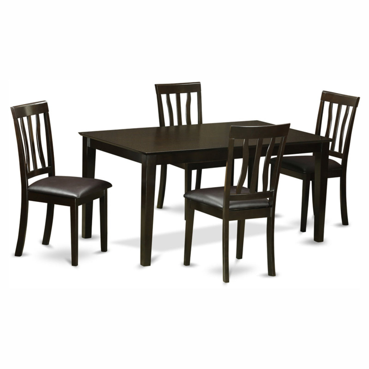 5 Piece Rectangular Dining Table Set with Faux Leather Seat Chairs F2158