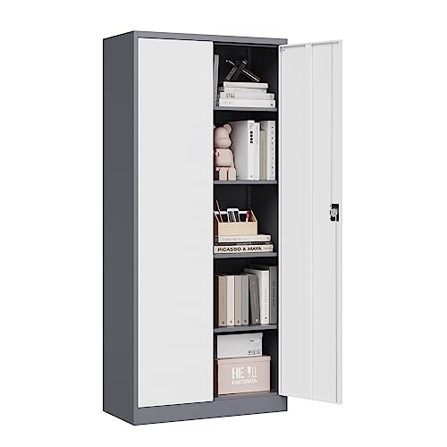 Black Steel Storage Cabinet with Doors and 5 Shelves X994