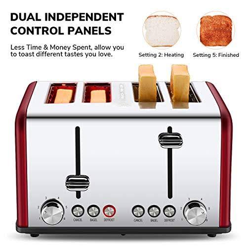 Red 4 Slice Stainless Steel Toaster K4493