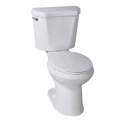 10 in. Rough-in 2-Piece 1.28 GPF Single Flush Round Front Toilet in White W167848
