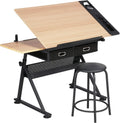 Height Adjustable Drafting Table with Tilting Tabletop and Storage Drawers G541