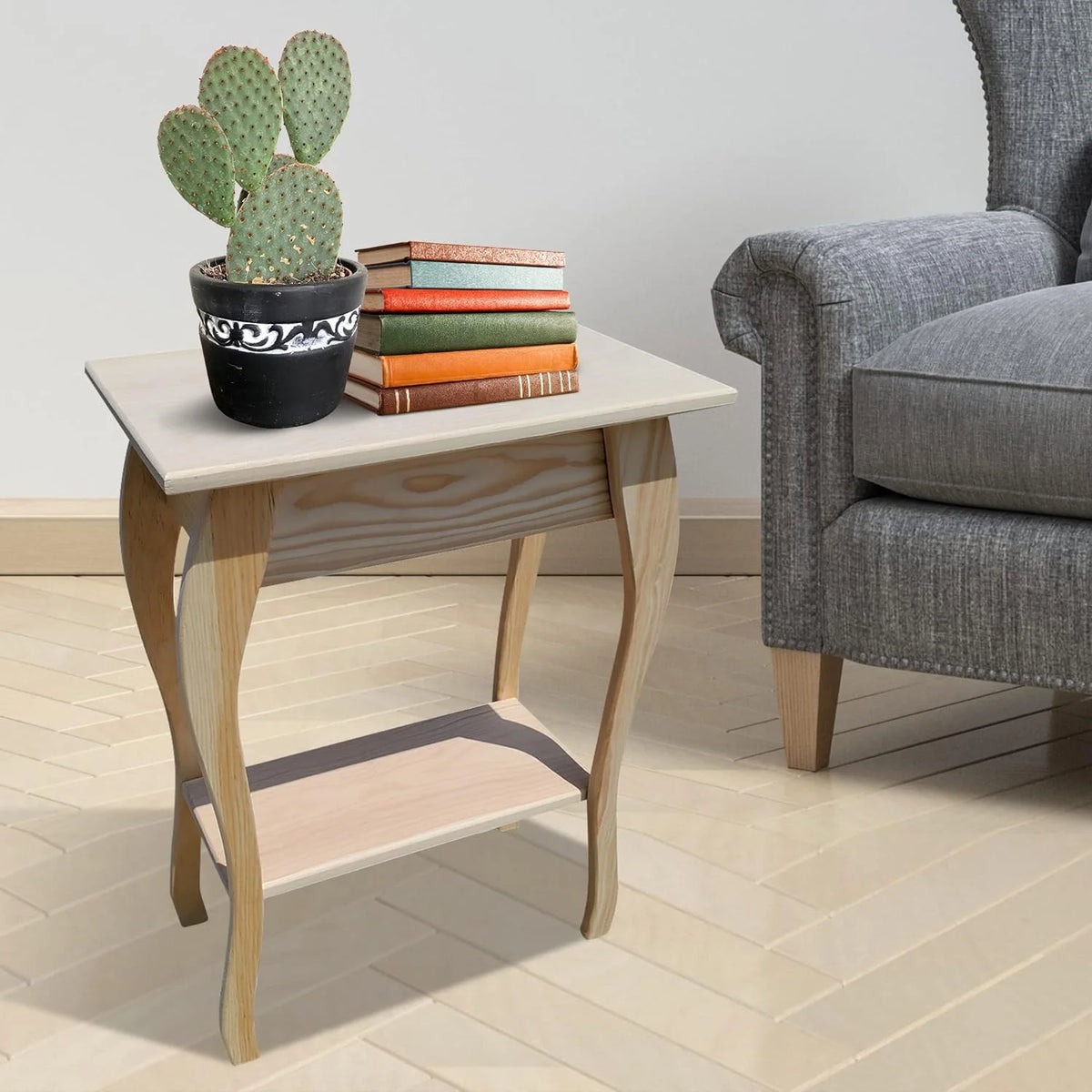 Unfinished Wooden 2-Tiered End Table Z743783