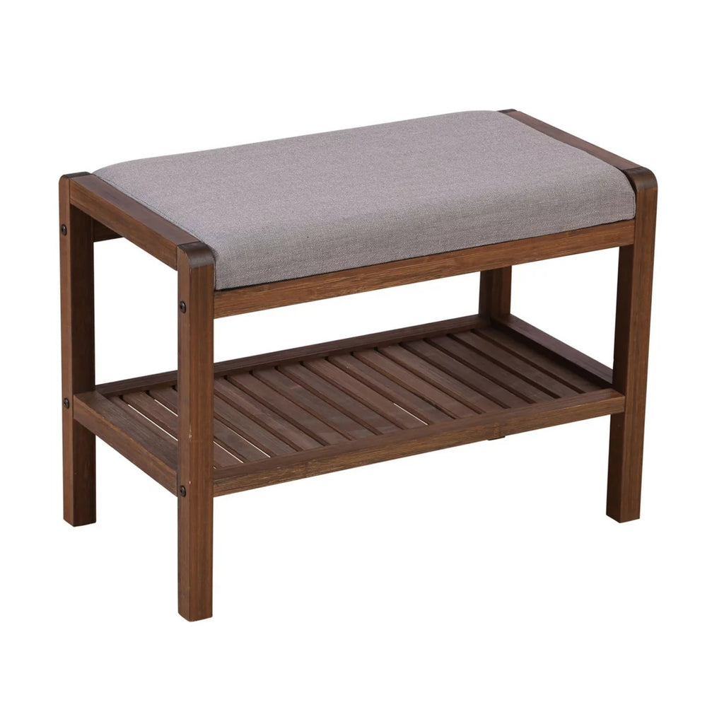 Solid Bamboo Padded Bench Dark Brown D439