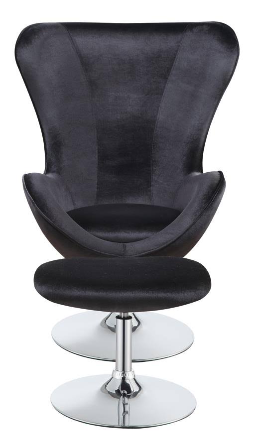 Black Accent Chair with Ottoman Q976
