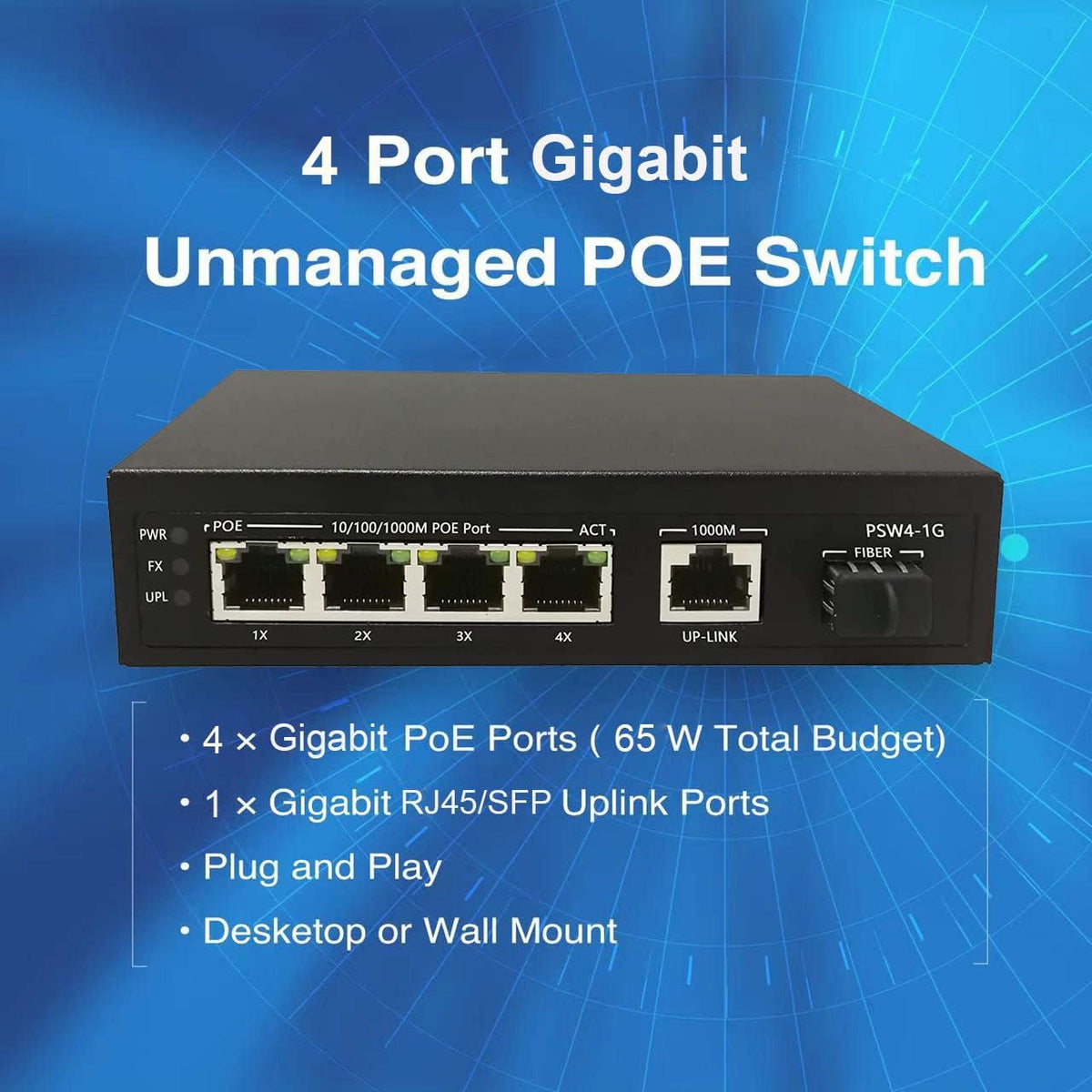4 Port Gigabit PoE Switch Unmanaged L904789