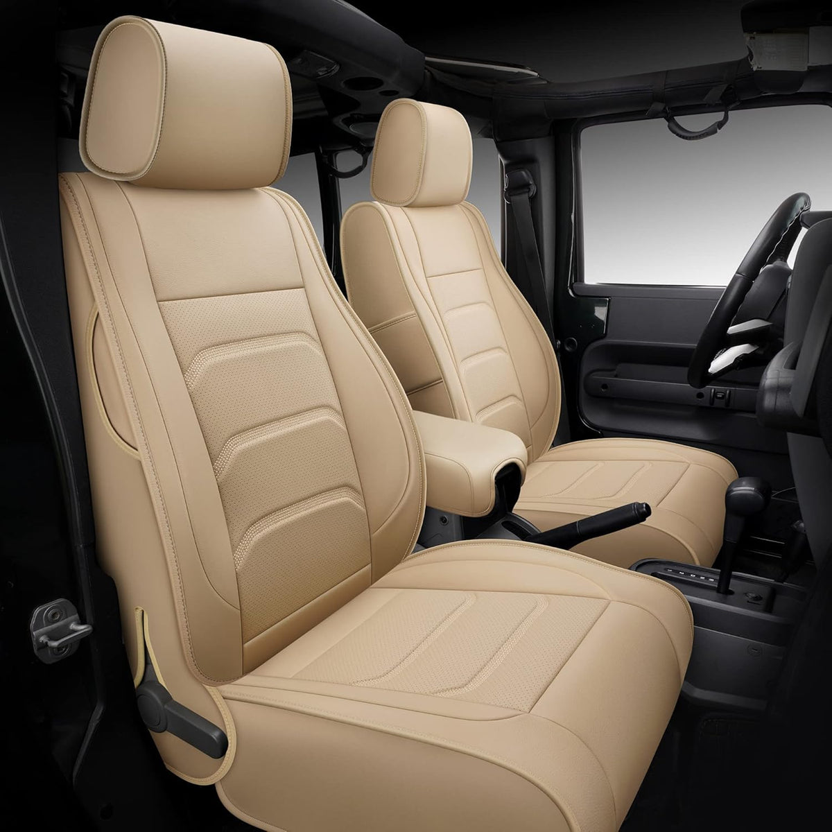 Faux Leather Full Coverage Car Seat Covers Full Set Black & Red S988465