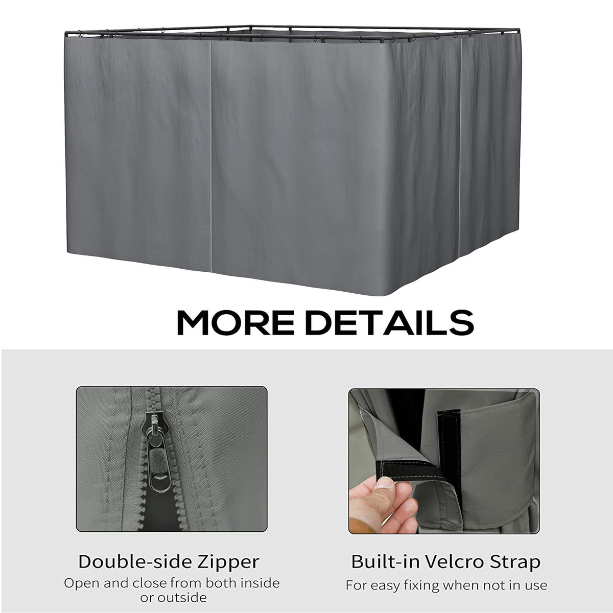 10x12 Ft 4-Side Gazebo Sidewall with Zippers C70110