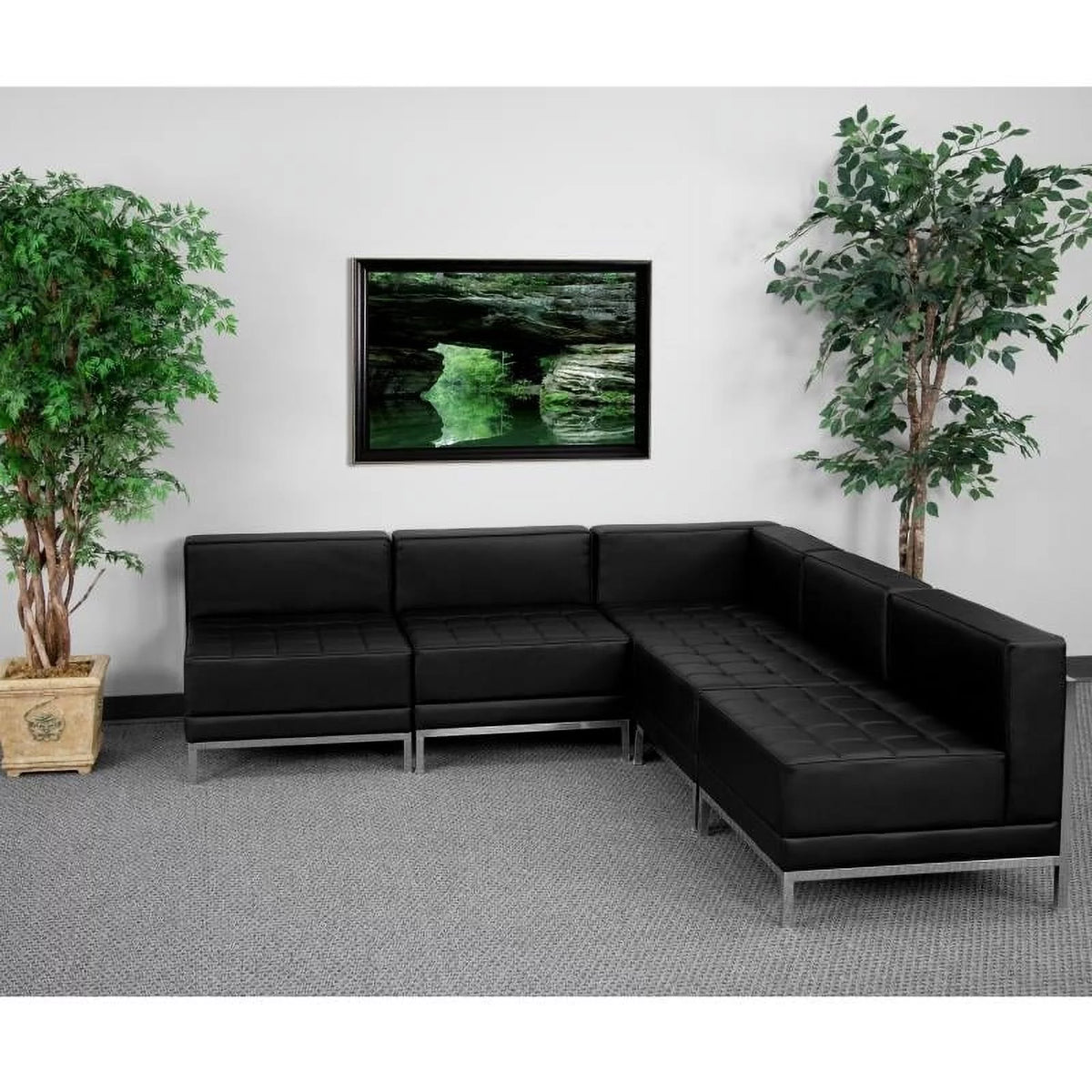 Black LeatherSoft 5 Pieces Sectional E2750