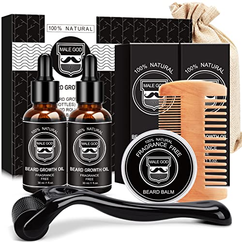 Beard Growth Kit with Beard Growth Oil (2 Packs), Beard Balm, Beard Comb D803