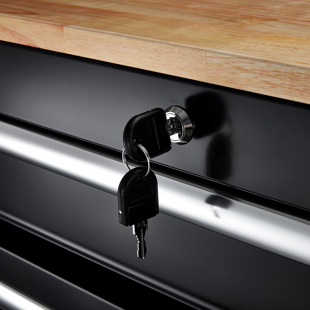 Black 9-Drawer Mobile Storage Cabinet with Solid Wood Top T7446
