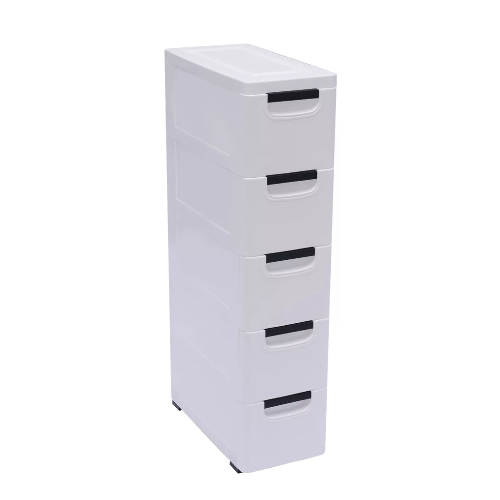White 5 Drawer Plastic Dresser Storage Cabinet D576878