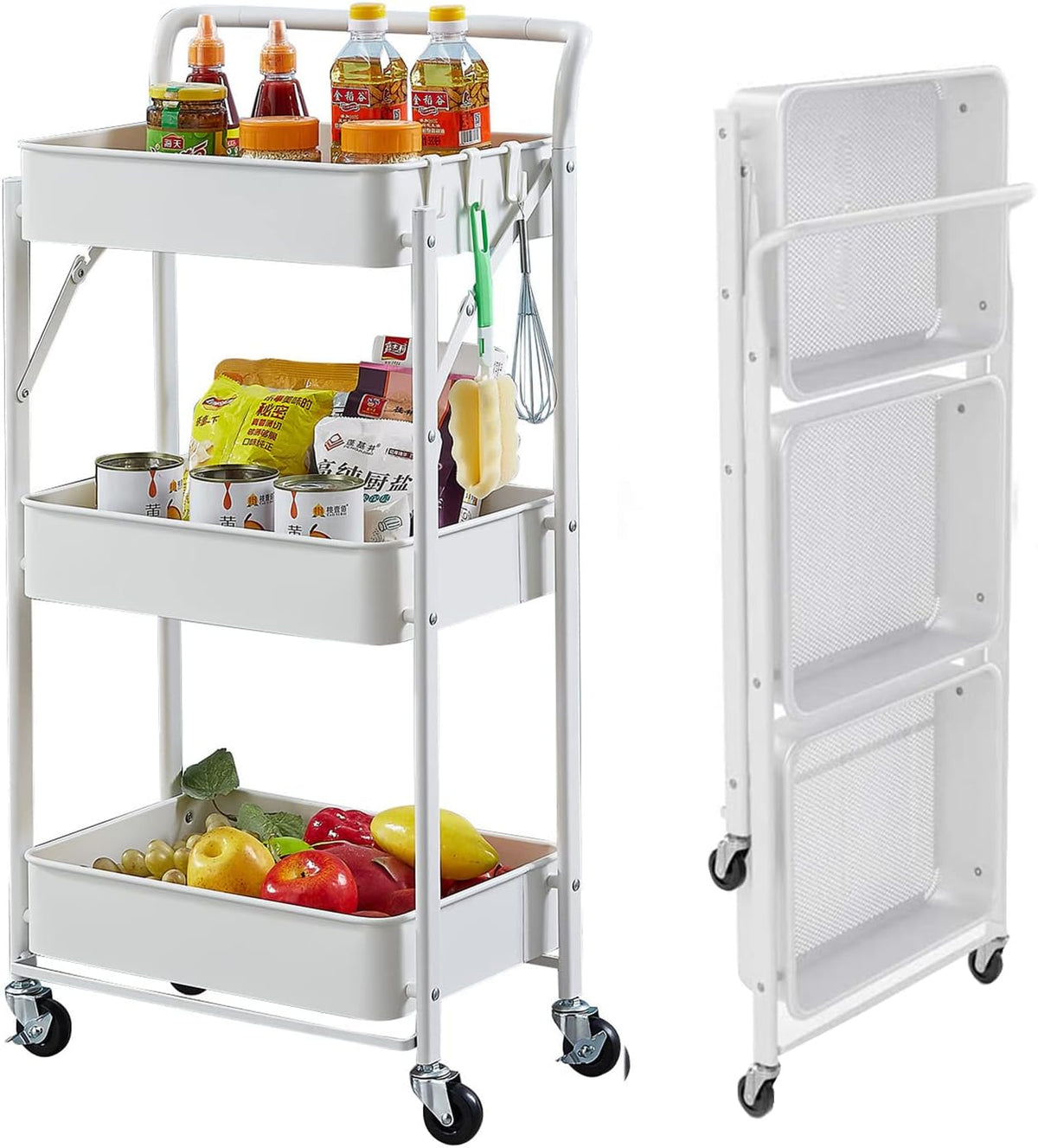 Turquoise Metal Rolling Storage Cart T198821