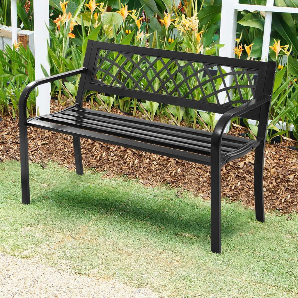 Black Cast Iron Frame Patio Garden Bench I7728