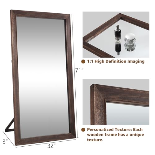 Rustic Farmhouse Full Length Mirror, 64"x21" Wood Frame Floor Mirror H495595