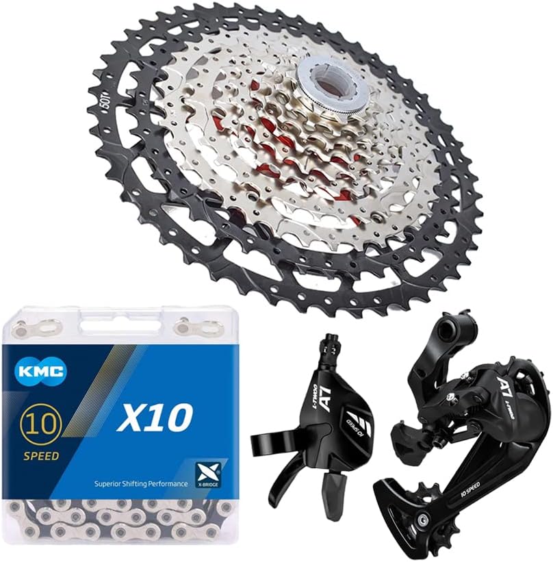 10 Speed MTB Groupset with KMC X10 Chain 11-50t Cassette and Rear Derailleur K975
