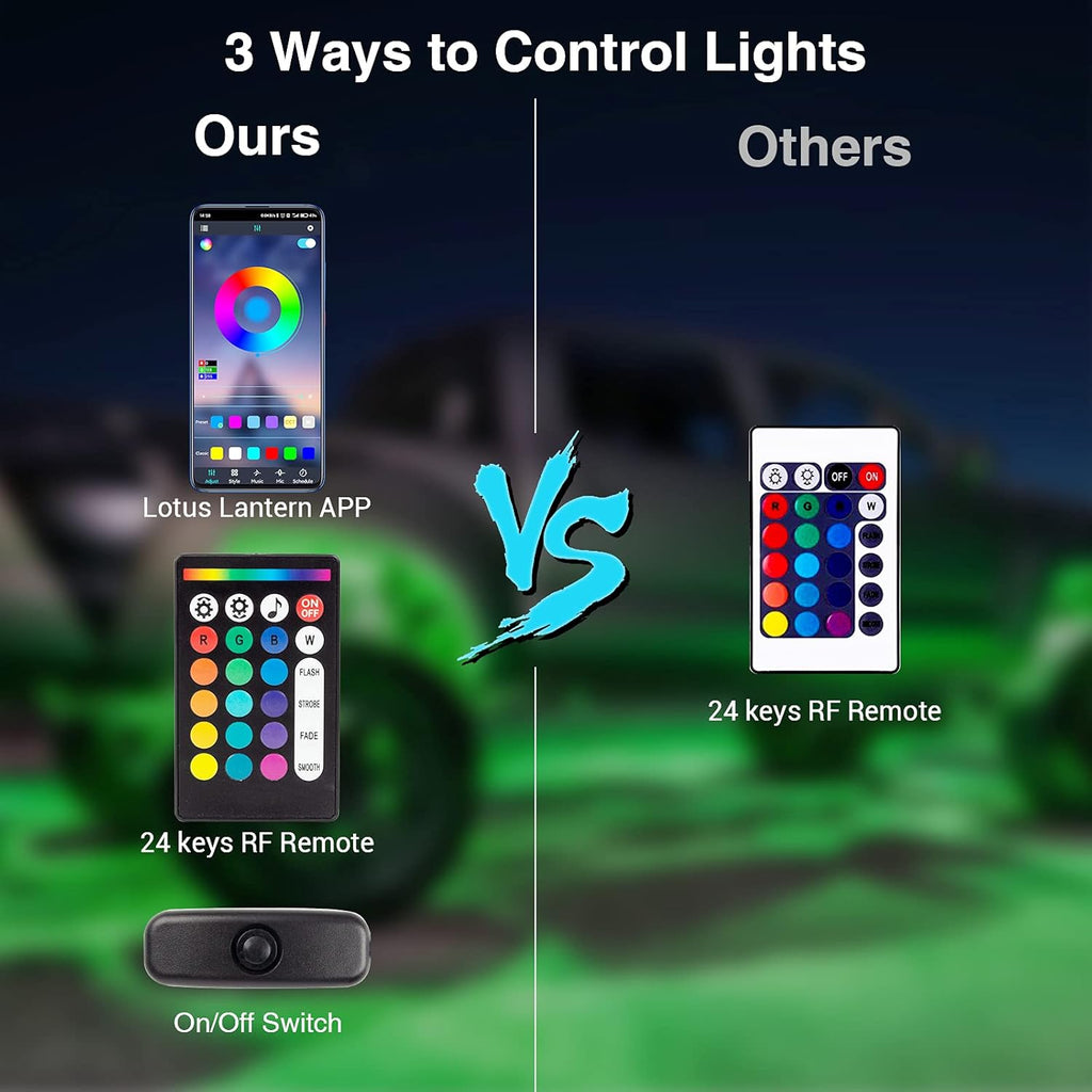 RGB Led Rock Lights for Trucks Exterior, 6 Pods, Waterproof, Pack of 2 D530