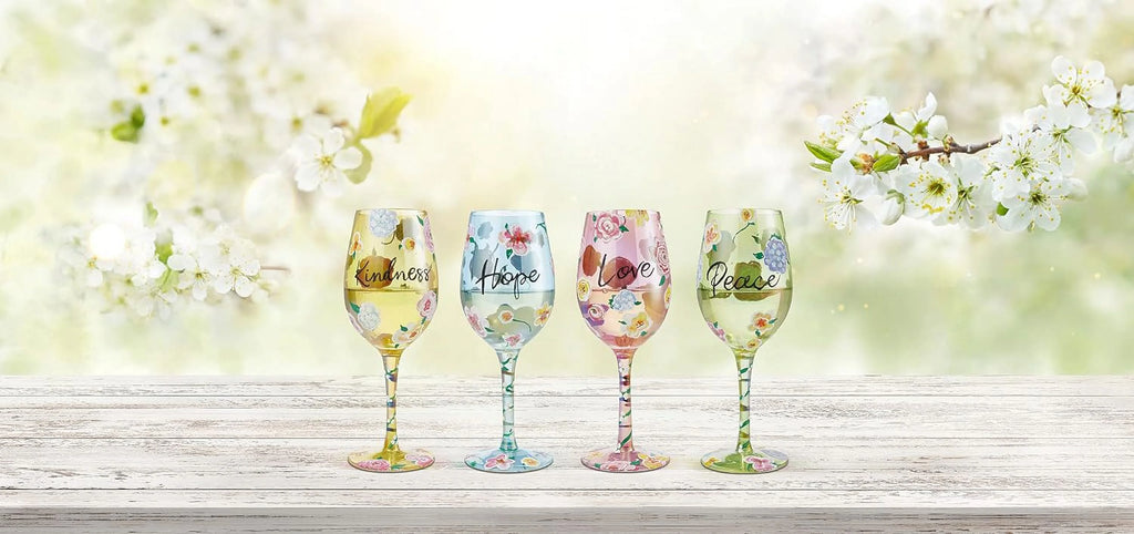 Floral Hand-Painted Artisan Wine Glass J67060