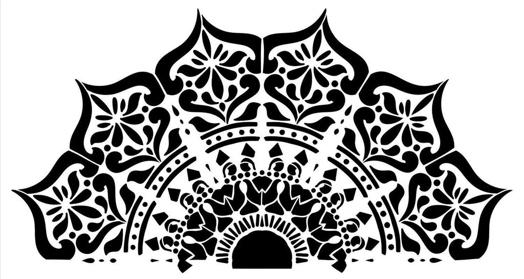 Mandala Half Design Stencil Reusable Mylar Template 22" x 12" U655