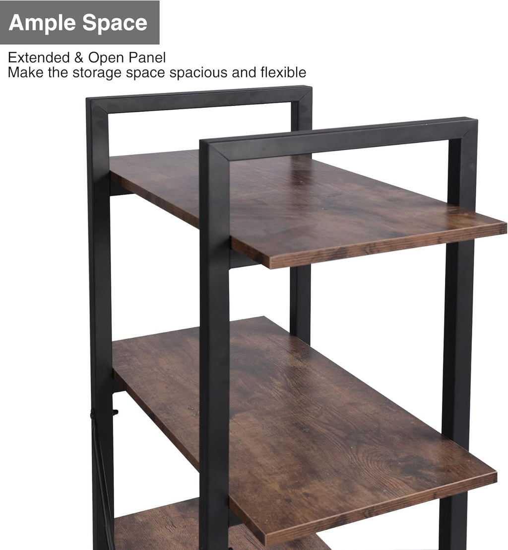 Industrial Bookshelf, 4 Tier Open Shelf Bookcase, Rustic Brown F85779