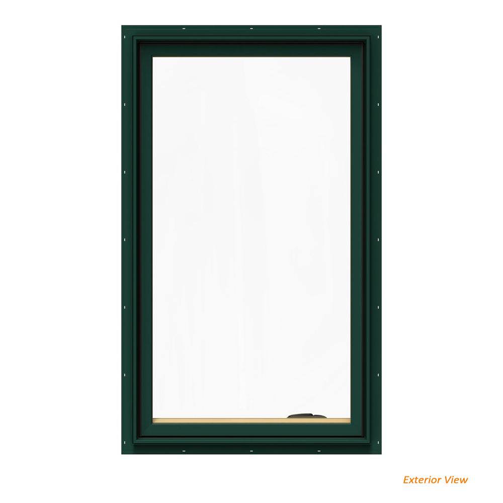 24.75 in. x 48.75 in. Green Painted Clad Wood Casement Window with Mesh Screen V329777