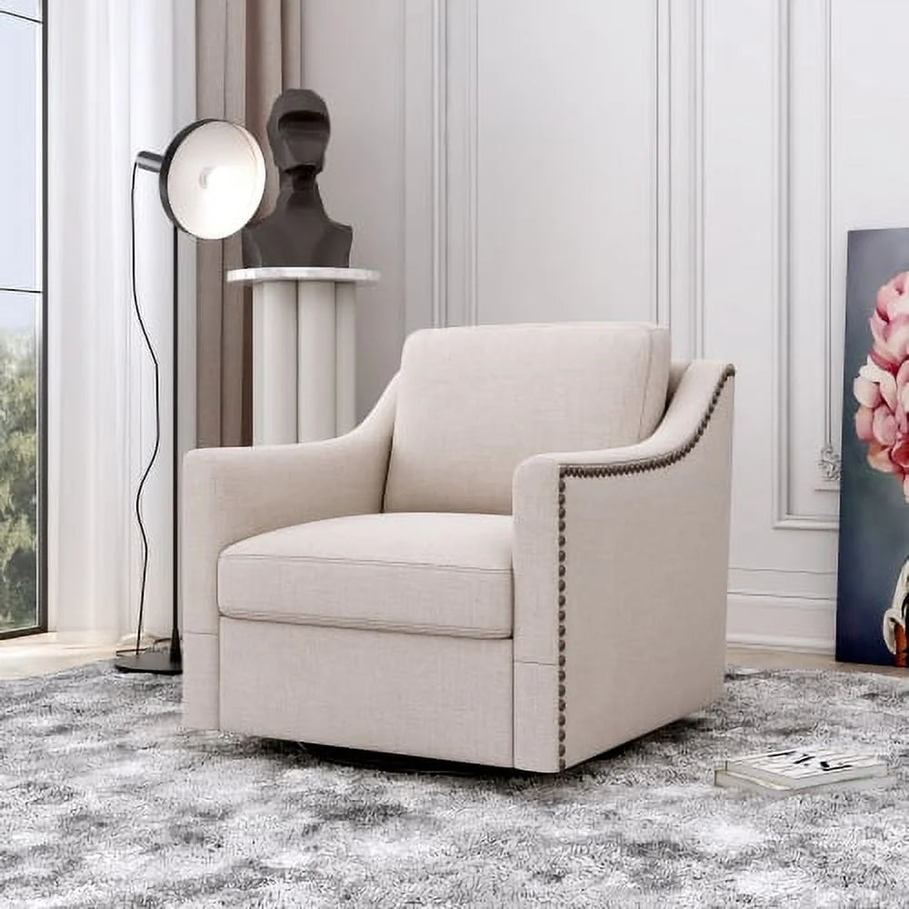Cotton Linen Swivel Armchair M351869