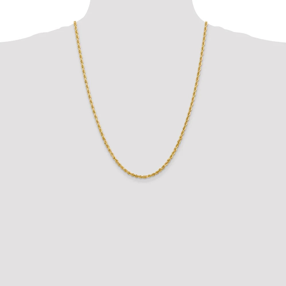 14kt Yellow Gold Diamond Cut Rope Chain 24 inch Lobster Clasp X198324